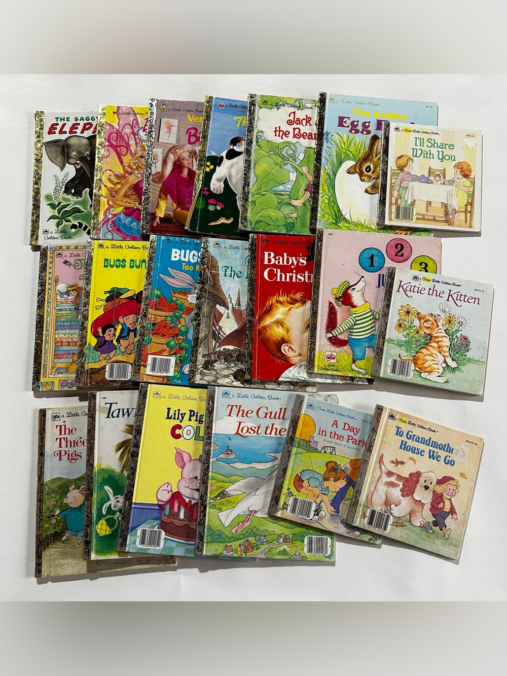Lot of 20 Little Golden Books - Asst years - Tawny Lion, 3 Little Pigs, Barbie